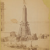 The obelisk "Cleopatra's Needle" crated and machinery attached for lowering