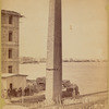 The obelisk "Cleopatra's Needle" prior to crating, on the shores of the Mediterranean Sea