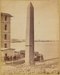 The obelisk "Cleopatra's Needle" prior to crating, on the shores of the Mediterranean Sea