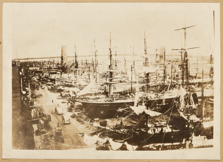 Brooklyn Bridge; sailing ships (another version of 31:3) - NYPL Digital ...