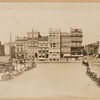 View of "Cottage" in Union Square; commercial buildings with apartments (Esterbrooke Ferotyopes, Decker Bros. Piano Fortes, Florence Sewing Machines)
