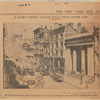 The sub-treasury flies a flag, Trinity Church is shown and telegraph poles and horses complete the setting