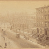 Row houses and horse carriages in the snow