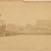 View of West Street from Hudson River; Empire Brewery; Pier 46 and docked ship