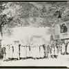 Roger Matthews (on balcony) and cast in political campaign scene from the stage production Shuffle Along