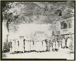 Roger Matthews (on balcony) and cast in political campaign scene from the stage production Shuffle Along