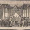 Obsequies of Henry Wilson--the remains lying in state in Doric Hall, Boston, Massachusetts.--(From a sketch by Robert Lewis)