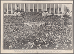 The scene when Woodrow Wilson took the oath of office and read his inaugural address on the stand on the steps of the east front of the capitol--inside the railing are ambassadors, justices of the Supreme Court, representatives in Congress, members of the outgoing and incoming cabinets, and other persons privileged by official position, past or present--massed in front, the great concourse of people, most of whom got at this time their only real view of the day's ceremonies