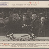 President Wilson taking oath of office on occasion of the inaugural ceremonies, Monday, March 5. That marked the beginning of his second term. (Chief Justice White, with raised hand, administers the oath. An official in the center holds the customary Bible. At the left, in the foreground, is Vice-President Marshall)