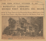 Block front on Battery Place, between Washington and Greenwich Streets...