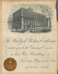 The The New York Produce Exchange invites you to the opening exercises in their new building on Tuesday, May sixth, 1884 at twelve o'clock