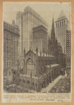 Trinity Church enshrined in skyscrapers--a views from a six-story window in Church Street. the tall buildings are Trinity, the New Equitable, The American Surety, and The Bankers Trust 