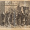 A prison van discharging at the tomb