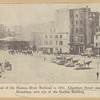 Terminal of the Hudson River Railroad in 1851, Chambers Street and West Broadway, now site of the Gerken Building