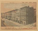 This block now is a part of Charles Street. Row of neat old dwellings in Greenwich Village sector which formerly was known as Van Nest Place