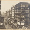 Commercial loft buildings; horse drawn streetcars; telegraph wires