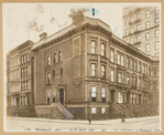 Brick and brownstone row houses with stoops