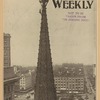 Demolishing one of New York's most famous churches. Steeplejacks at the dizzy height of nearly 300 feet tearing down the tower of Rev. Dr. Parkhurst's old church near Madison Square Park, one of the oldest in the city