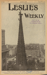 Demolishing one of New York's most famous churches. Steeplejacks at the dizzy height of nearly 300 feet tearing down the tower of Rev. Dr. Parkhurst's old church near Madison Square Park, one of the oldest in the city