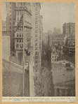 Looking down on Nassau Street from the corner of Wall Street. Sub-treasury shown at the right