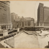 Grand Central Terminal; Hotel Commodore; Hotel Belmont; construction site of future Pershing Square Building; Elevated train station & train