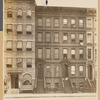 Brownstone row with children on stoop; apartment building