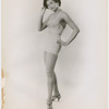 Studio portrait of Nanette Rohan Bearden modeling a swimsuit, circa 1950s 