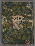Back cover of manuscript painted with coat of arms of Lorenzo Moro