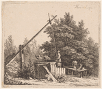 Landscape with a woman and two children at a well