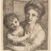 Half-length portrait of a woman, with a child holding an apple.