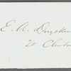 Barney, Butler & Parsons return letter inscribed E. A. Duyckinck, 20 Clinton Place