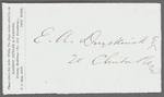 Barney, Butler & Parsons return letter inscribed E. A. Duyckinck, 20 Clinton Place