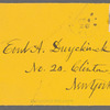 Bright yellow envelope addressed to Evert A. Duyckinck at 20 Clinton Place