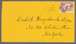Bright yellow envelope addressed to Evert A. Duyckinck at 20 Clinton Place