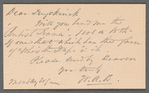 Mr. Wm. Allen Butler calling card addressed to "Dear Duyckinck"