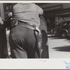 A deputy with a gun on his hip during the September 1935 strike in Morgantown, West Virginia