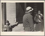 The Shack, a one time church; milk is dispensed here. Relief clients wait for hours, Scotts Run, [Monongalia County,] West Virginia