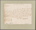Clarke, George. N.Y. To Mr. [Thomas] Cardale