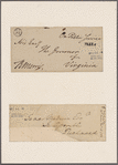 Morris, Robert. Envelope addressed to the governor of Virginia. With George Washington's envelope addressed to James Madison