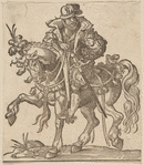 A Gentleman on Horseback Riding to the Left and Looking Right
