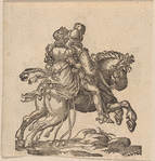 A Man and a Woman Together on a Horse Seen from Behind, Galloping to the Right [recto]; A Lady on a Rearing Horse, to the Left [verso]