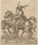 A Gentleman on Horseback Riding to the Left and Looking Right