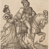 A Gentleman on Horseback, Riding to the Right and Looking Back to the Left at a Woman on Foot Next to Him