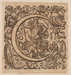 Initial C, with Bellerephon and the Chimera (?)