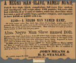 Reward notice for runaway slaves