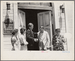 Pastor greeting his parishioners, Linworth, Ohio