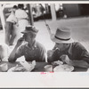 Spectators at county fair eating lunch, central Ohio