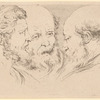 Trois têtes de philosophes qui causent ensemble, Deux sont chauves