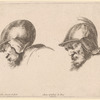 Deux têtes de vieux soldats avec casque et barbe...