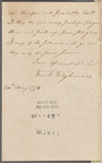 Tilghman, Tench. To Colonel Morgan